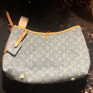 Dupe Blue Monogram Denim Shoulder Bag